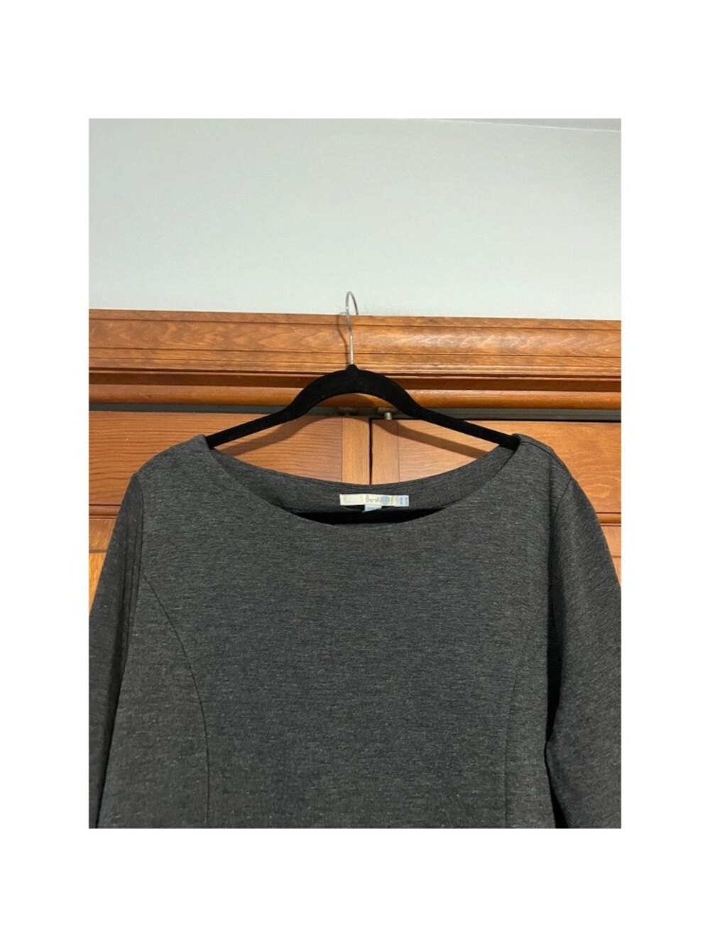 Boden Women's Long Sleeve Midi Dress Charcoal Gray Artsy Euro Chic SZ 14L - Picture 3 of 8